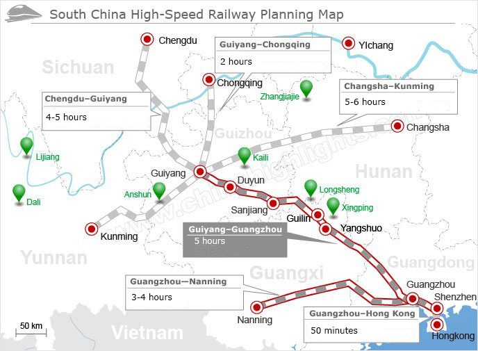 planning map of high speed railway in south china