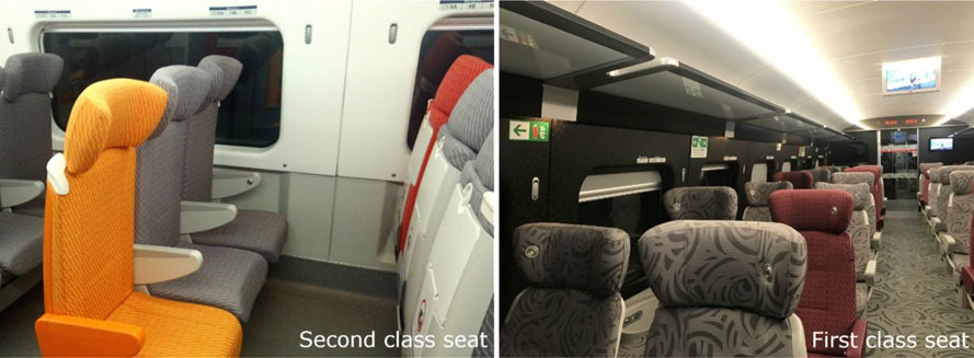 Type of seats on Hong Kong to Shenzhen high-speed trains