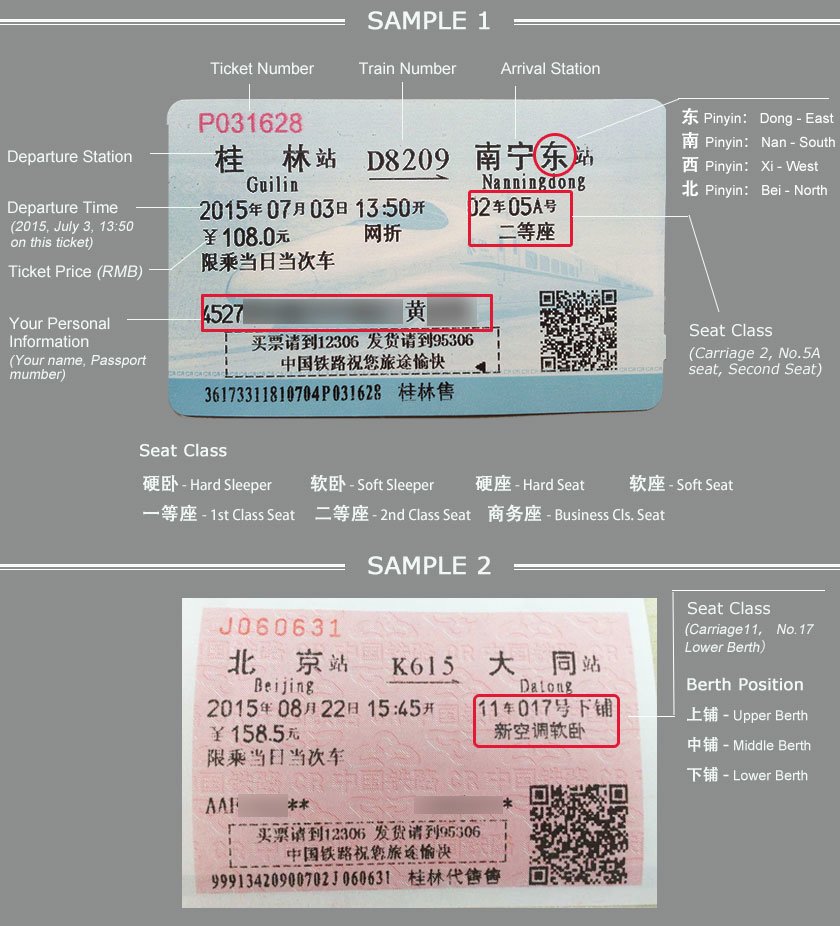 china train ticket